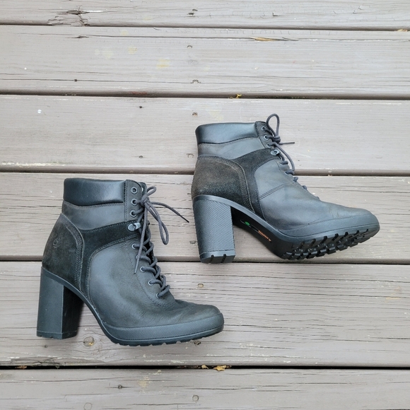 Timberland Camdale Lace-up 6" black Nubuck Suede Leather Chunky Heel Ankle Boots - Picture 4 of 9